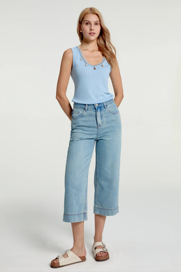 Women’s Cropped Wide-Leg Jeans - Morning Sky