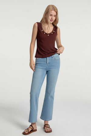 Women’s Charm-Embellished Knit Tank - Cocoa Shell