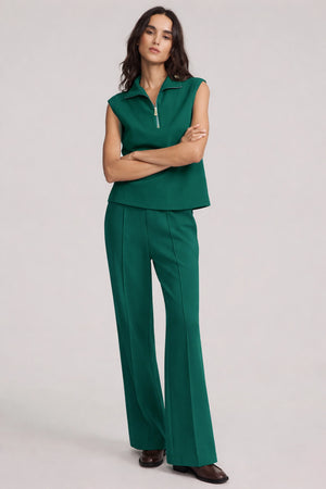 Women’s Modern Zip-Collar Sleeveless Pullover - Deep Teal