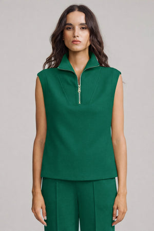 Women’s Modern Zip-Collar Sleeveless Pullover - Deep Teal