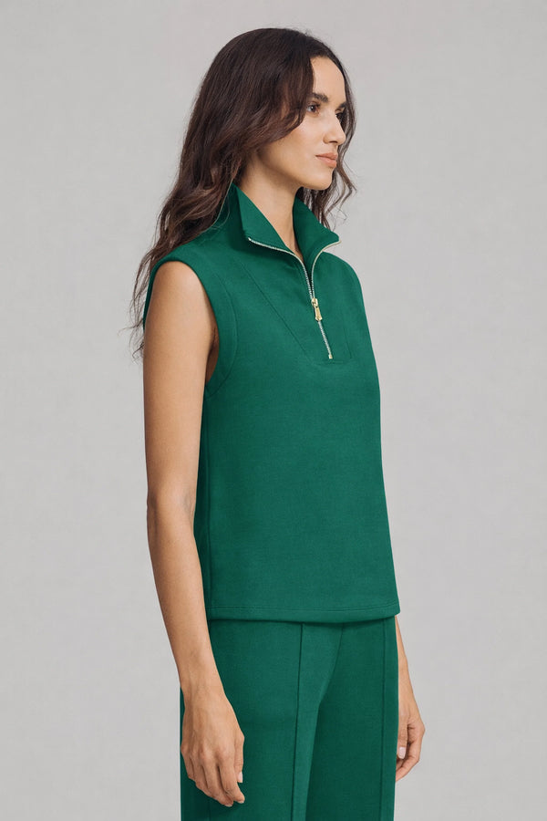 Women’s Modern Zip-Collar Sleeveless Pullover - Deep Teal