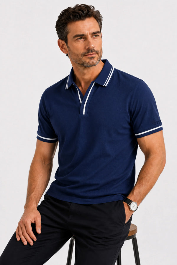 Contrast Trim Performance Polo - Midnight Navy