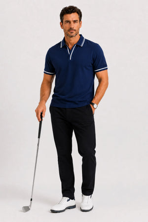 Contrast Trim Performance Polo - Midnight Navy