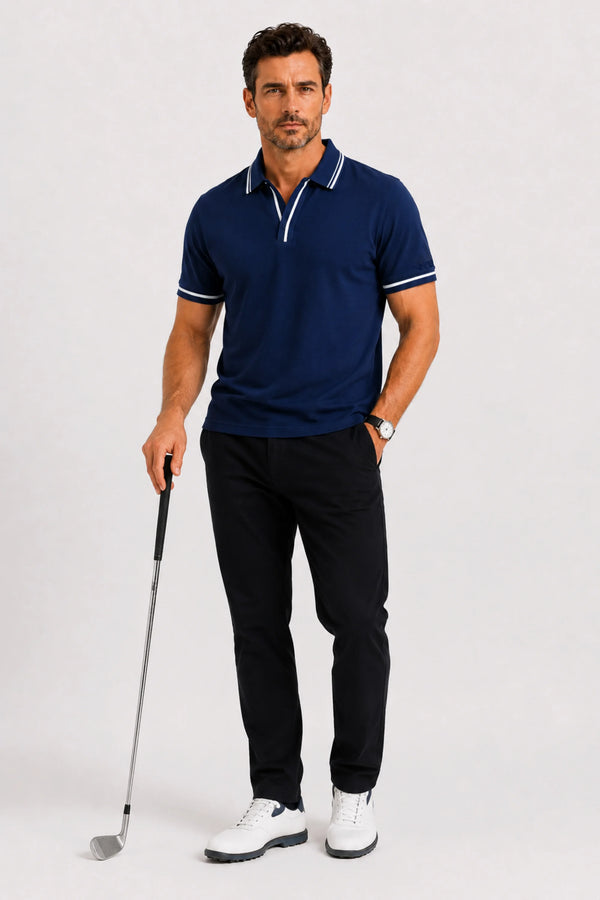 Contrast Trim Performance Polo - Midnight Navy