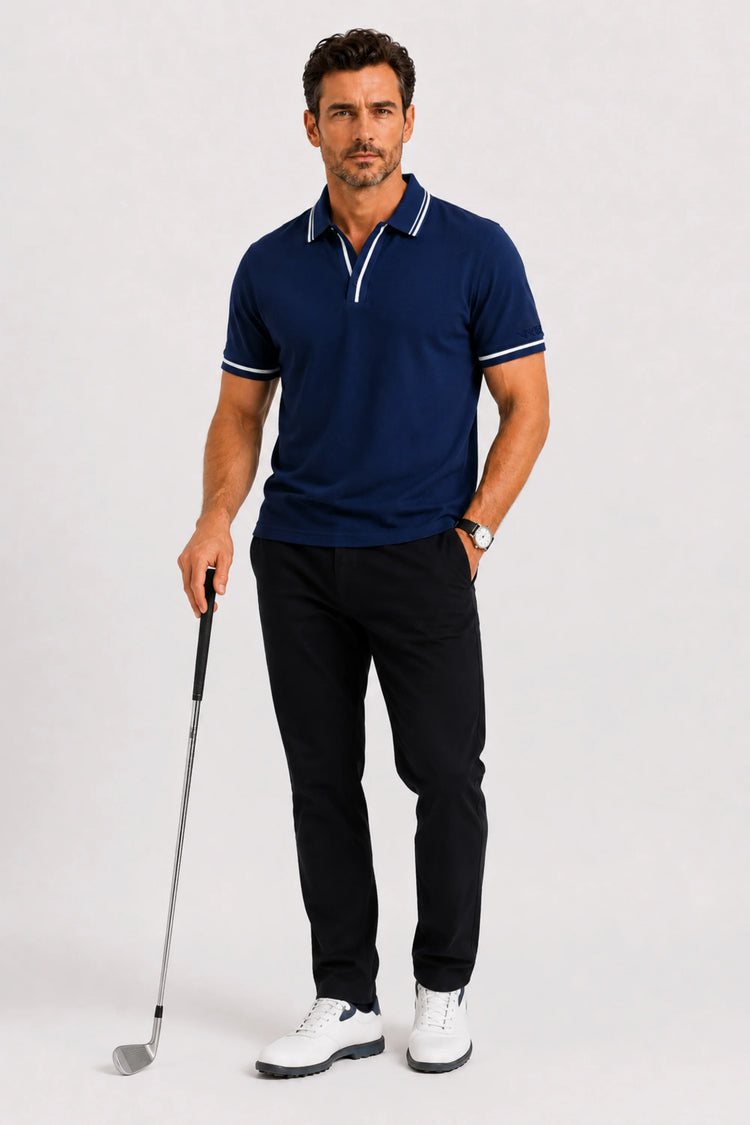 Contrast Trim Performance Polo - Midnight Navy