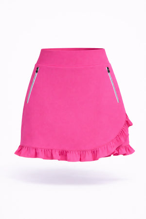 Women’s Ruffle Hem Performance UPF 50+ Skort 17" - Hot Pink