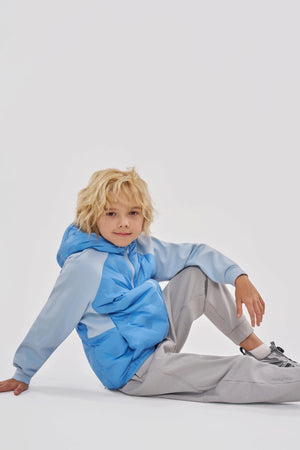 Colorblock Down Jacket - Sky Blue