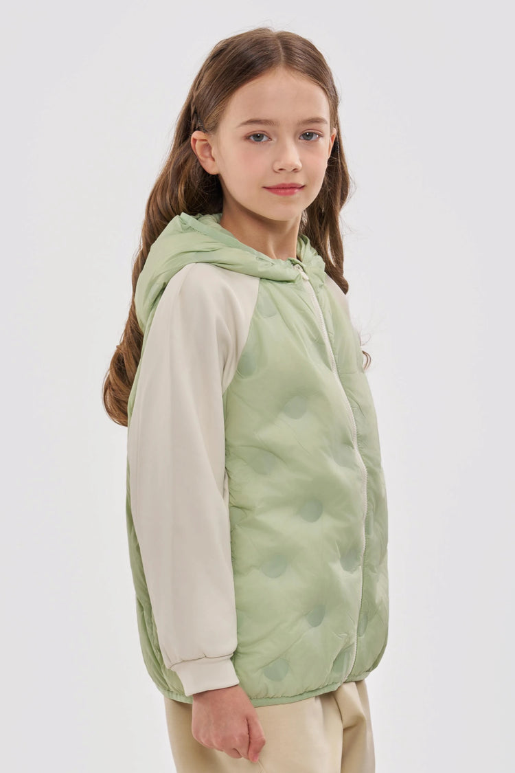 Colorblock Down Jacket - Sage Green