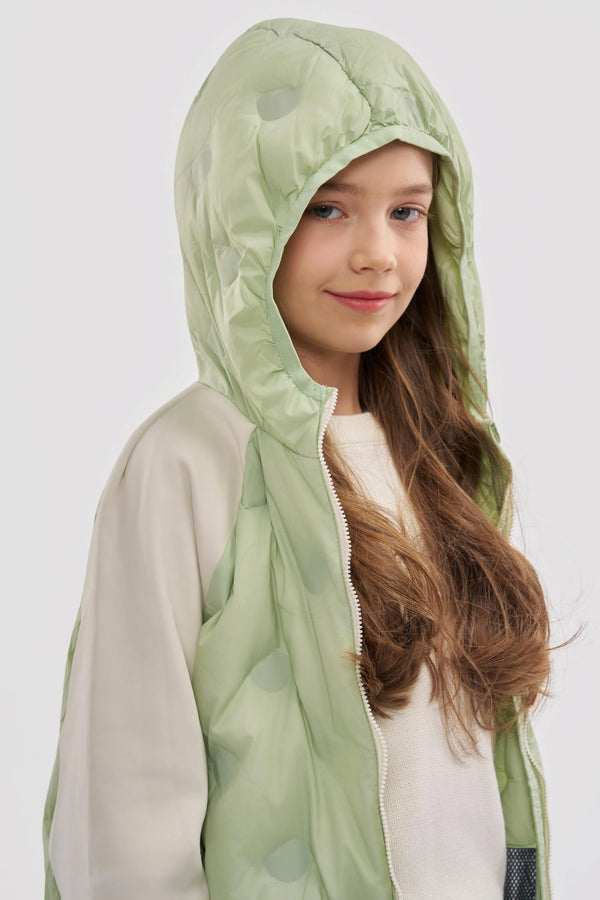Colorblock Down Jacket - Sage Green