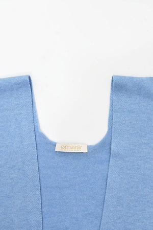 Knit Tie Wrap Shawl - Soft Sky Blue