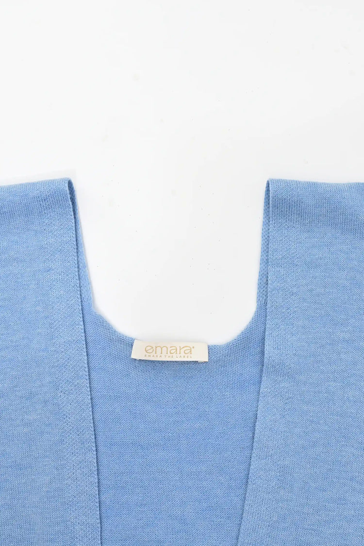 Knit Tie Wrap Shawl - Soft Sky Blue