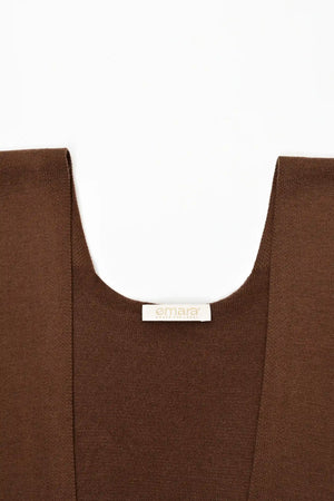 Knit Tie Wrap Shawl - Cocoa Brown