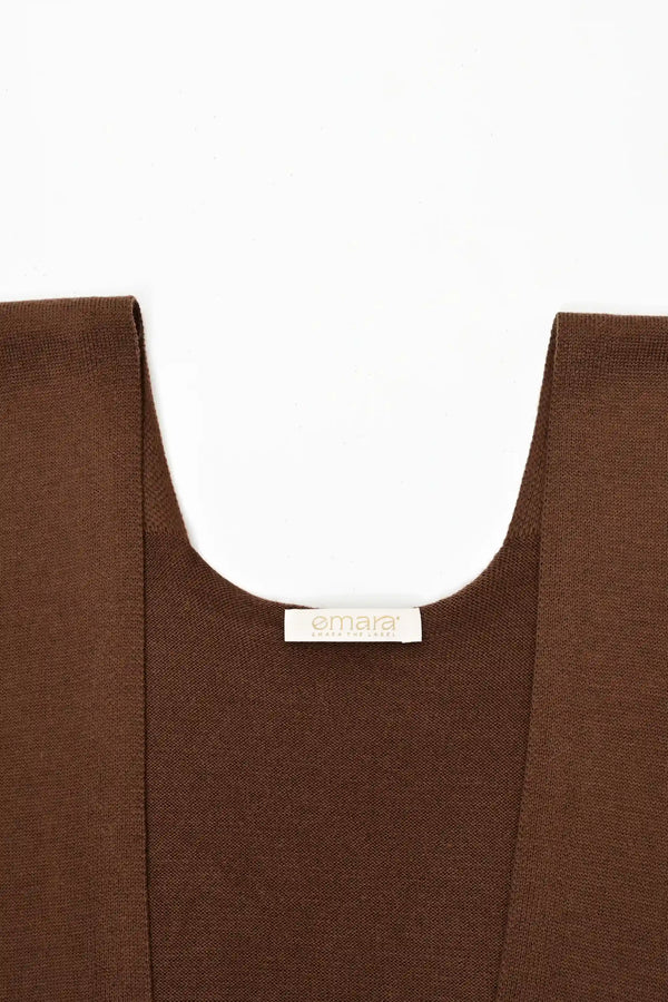 Knit Tie Wrap Shawl - Cocoa Brown