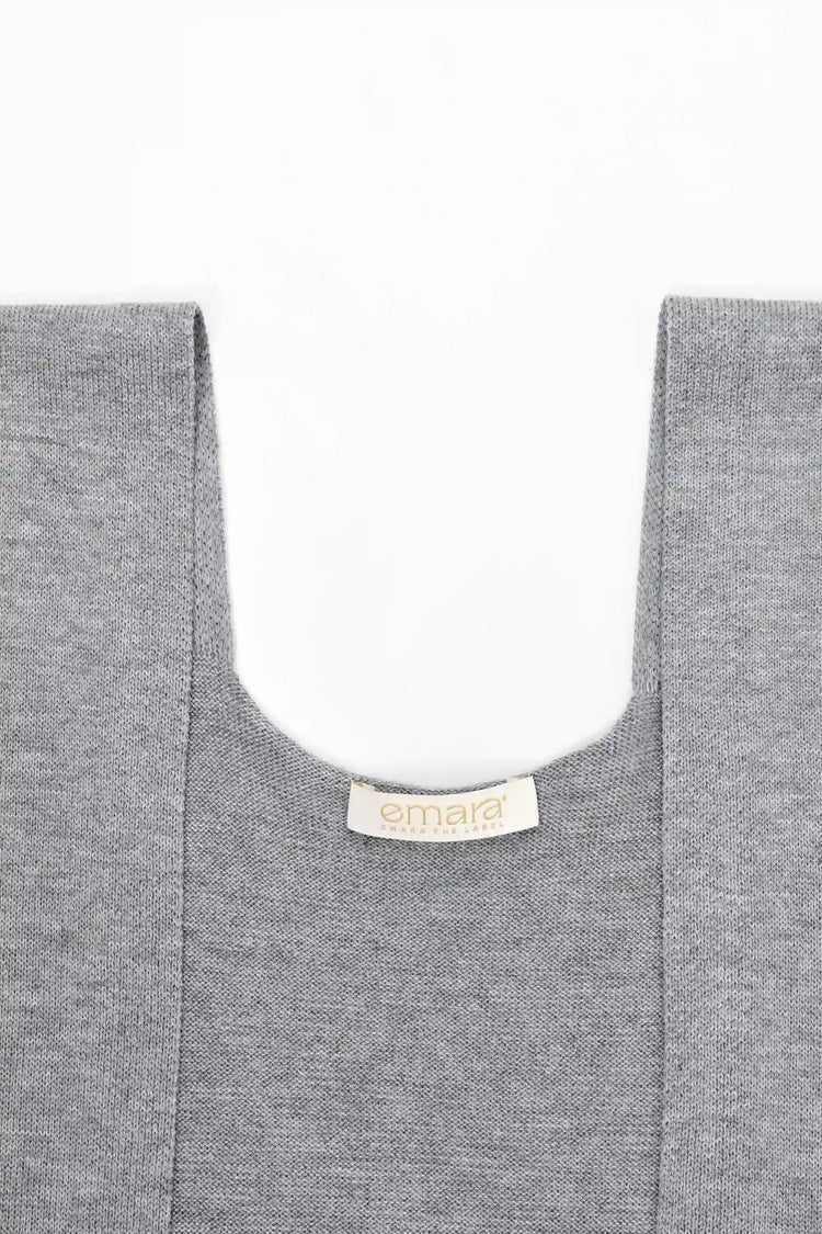 Knit Tie Wrap Shawl - Heather Grey