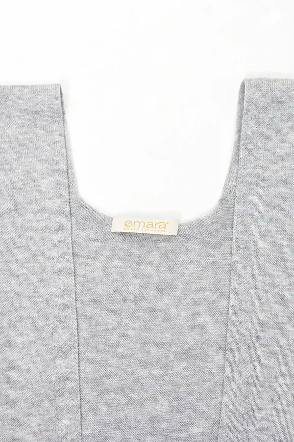 Knit Tie Wrap Shawl - Light Heather Grey