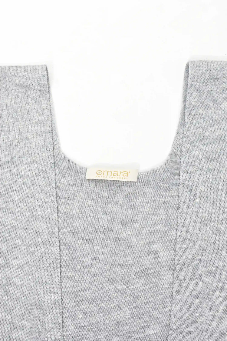 Knit Tie Wrap Shawl - Light Heather Grey