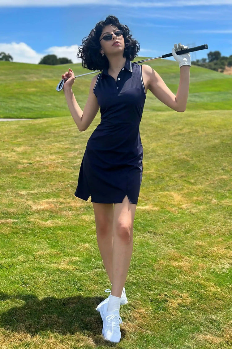 Women’s Sleeveless Polo Golf Dress 36“ - Inkstone