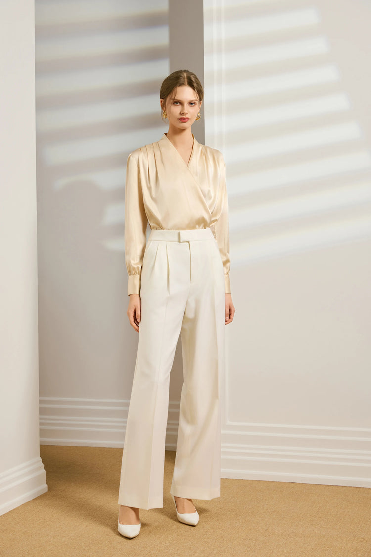 Women's Silk Parisian Wrap V-Neck Blouse