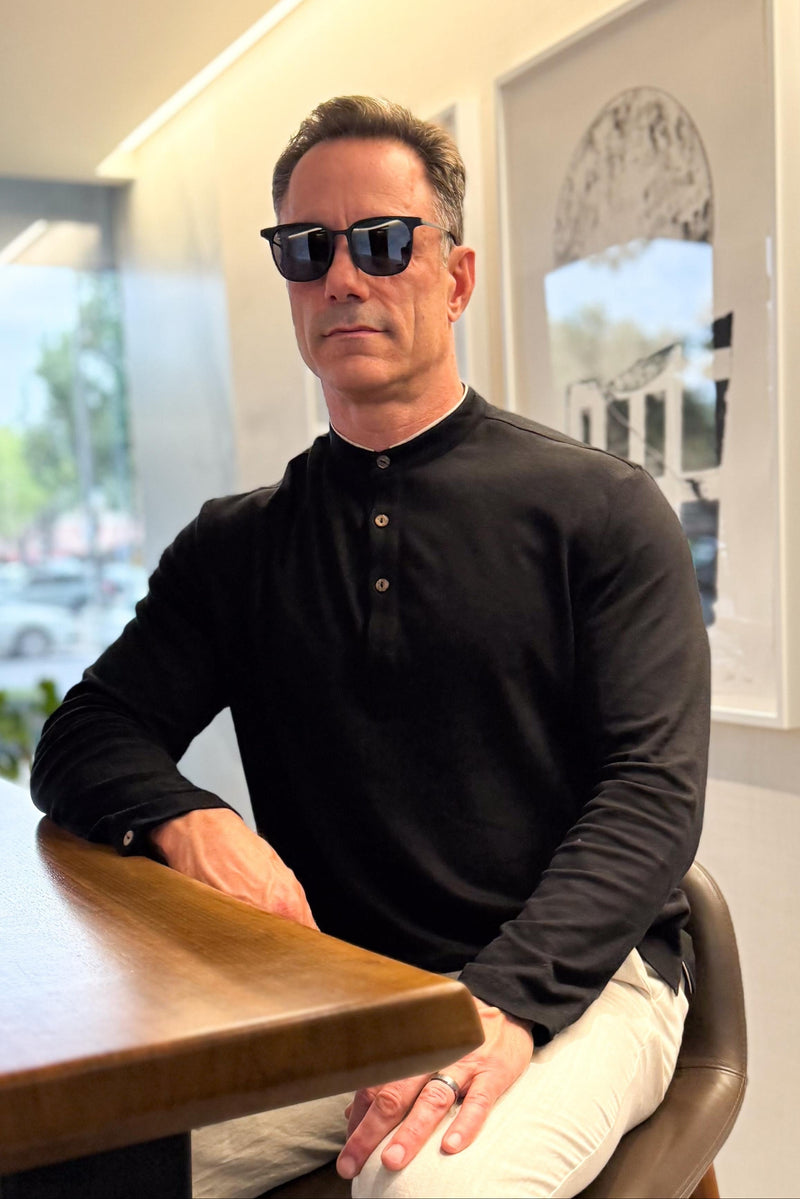 Men’s Cotton Linen Button-Neck Henley $39.00