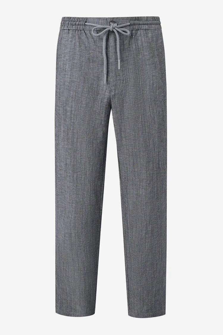 Men’s Linen-Blend Drawstring Trousers - Heather Grey