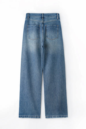 Structured Wide-Leg Denim - Vintage Blue