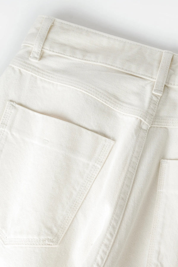Wide-Leg Structured Denim - Off White