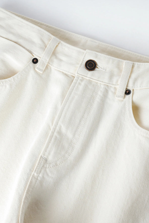 Wide-Leg Structured Denim - Off White