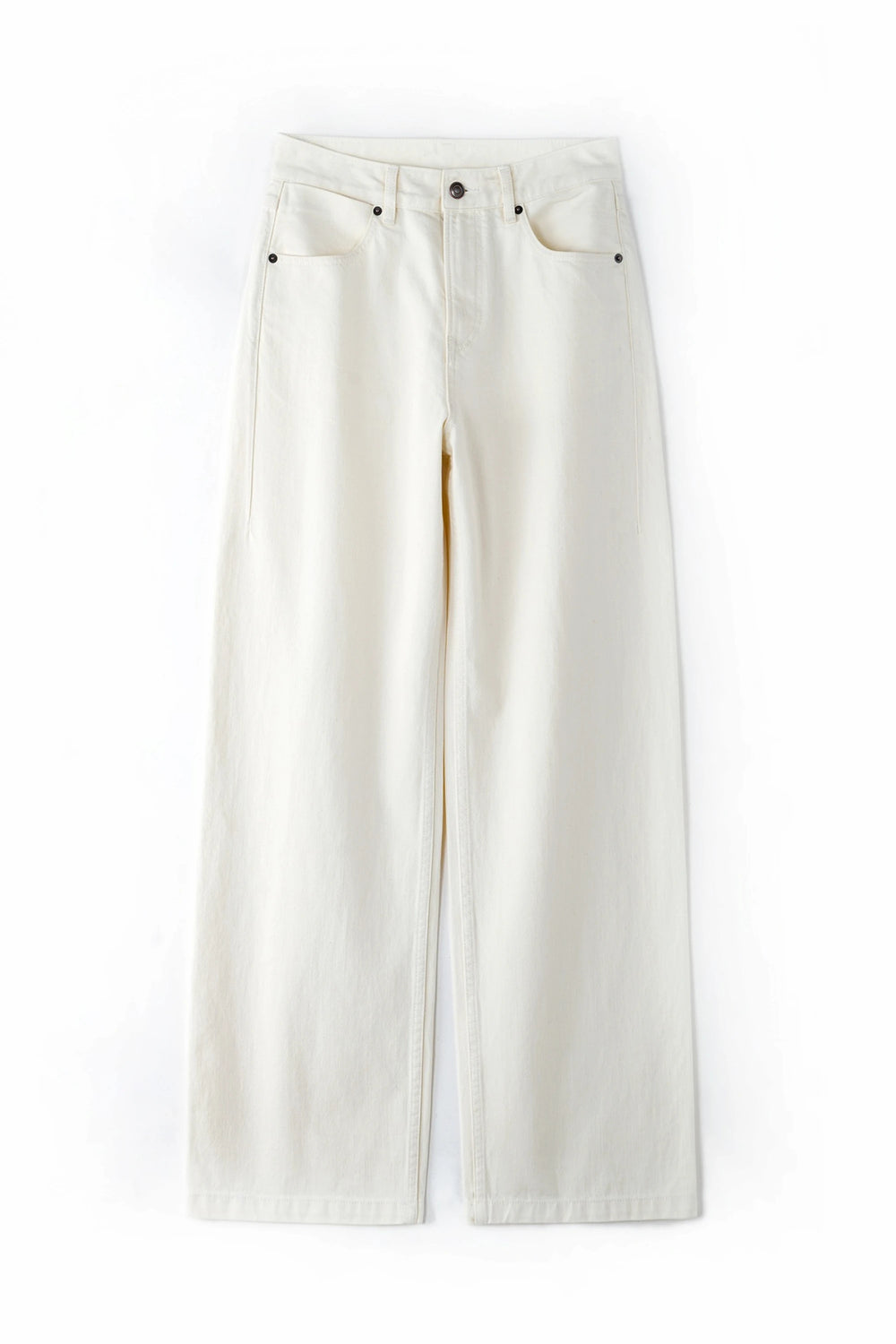 Wide-Leg Structured Denim - Off White