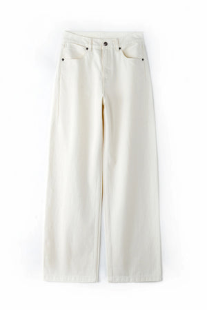 Wide-Leg Structured Denim - Off White
