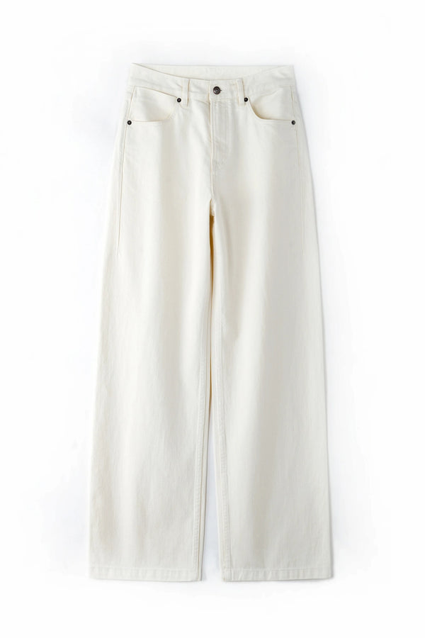 Wide-Leg Structured Denim - Off White