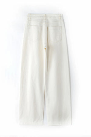 Wide-Leg Structured Denim - Off White