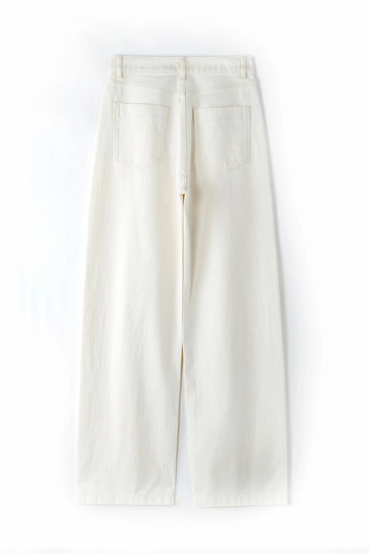 Wide-Leg Structured Denim - Off White
