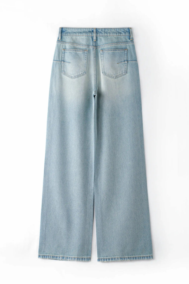 Wide-Leg Fluid Denim – Air Blue