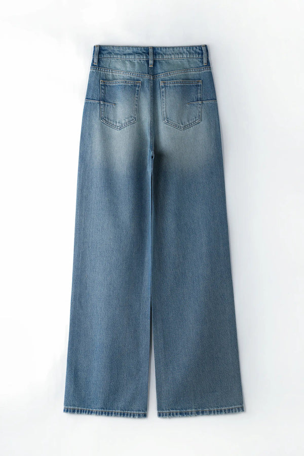 Wide-Leg Fluid Denim – Soft Indigo