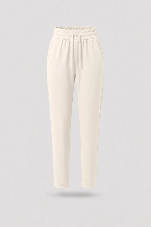 Drawstring Straight-Leg Pants - Soft Ivory
