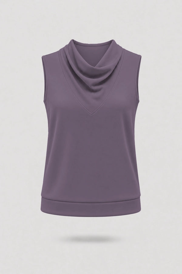 Cowl Neck Sleeveless Top - Dusty Mauve
