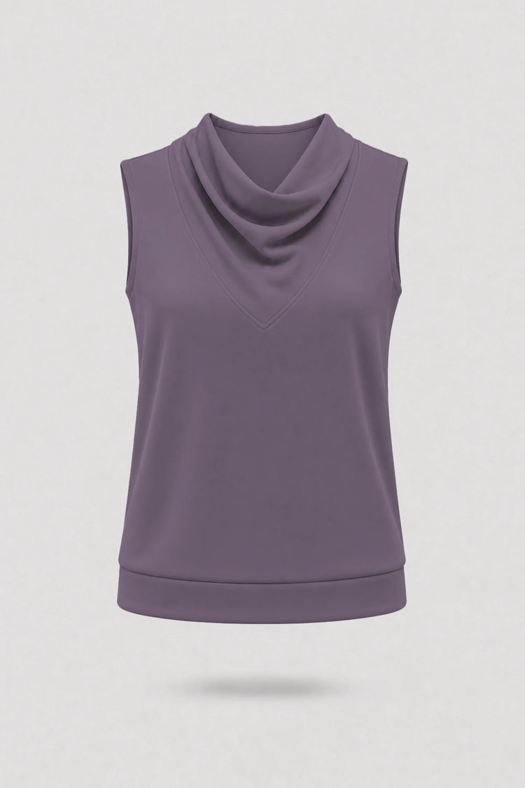Cowl Neck Sleeveless Top - Dusty Mauve