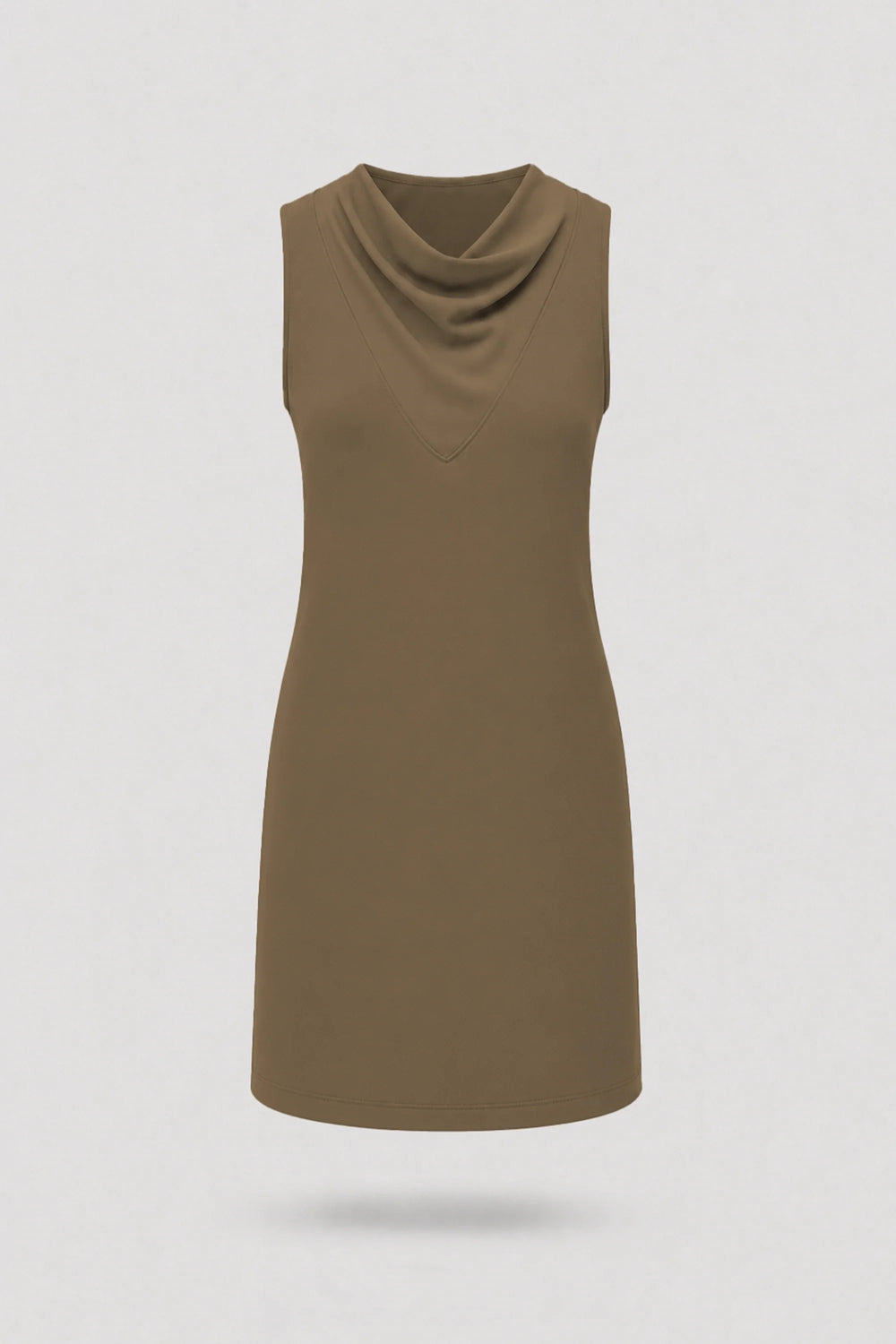 Cowl Neck Sleeveless Dress - Toffee Brown