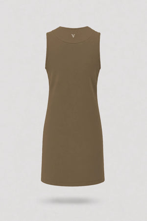 Cowl Neck Sleeveless Dress - Toffee Brown