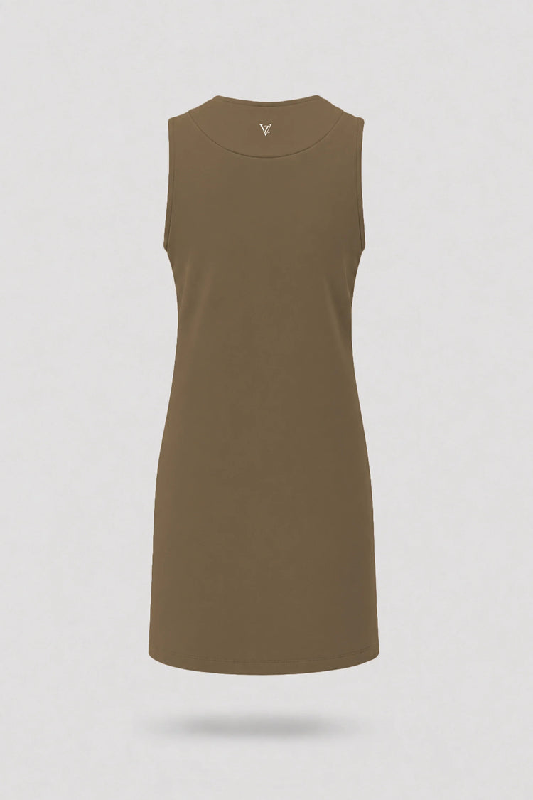 Cowl Neck Sleeveless Dress - Toffee Brown