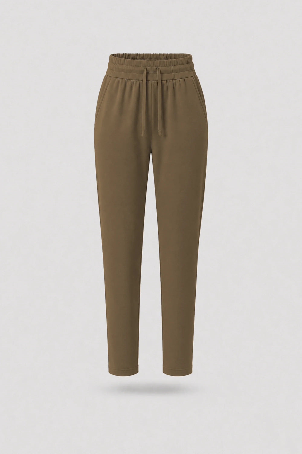 Drawstring Straight-Leg Pants - Toffee Brown