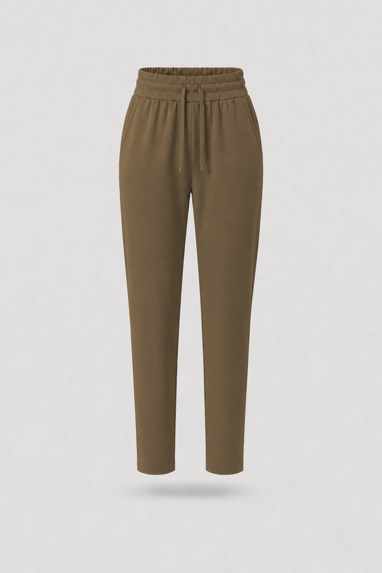 Drawstring Straight-Leg Pants - Toffee Brown