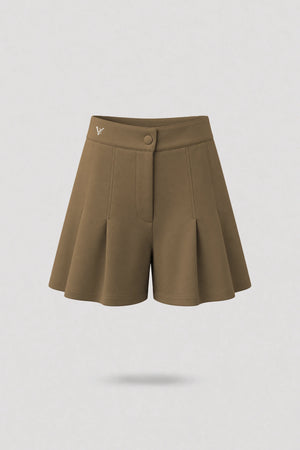 Pleated Tailored Shorts - Toffee Brown