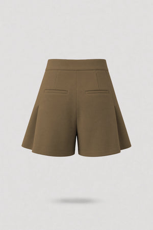 Pleated Tailored Shorts - Toffee Brown