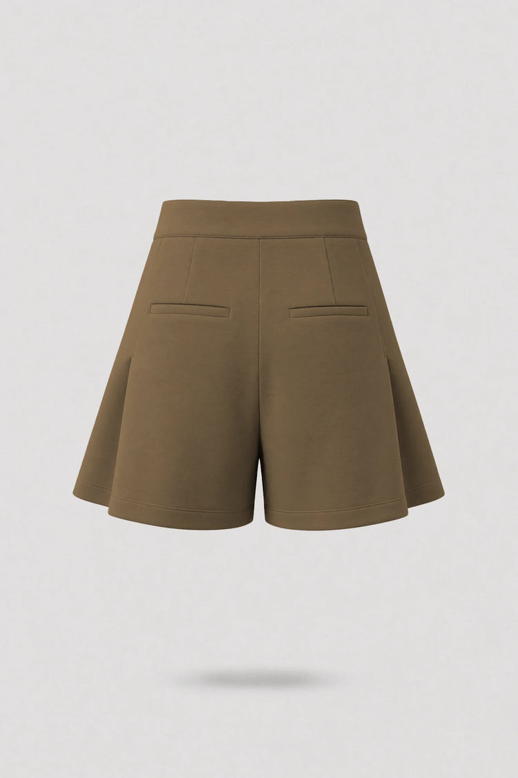 Pleated Tailored Shorts - Toffee Brown