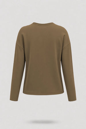 Cowl Neck Long Sleeve Top - Toffee Brown