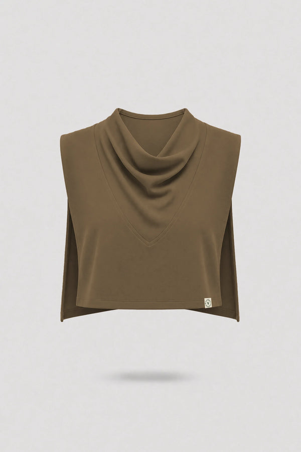 Cowl Neck Layering Top - Toffee Brown
