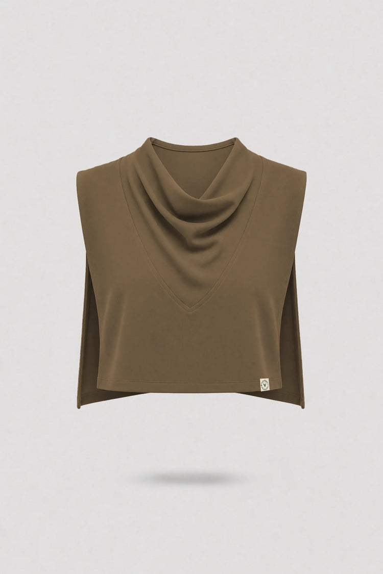 Cowl Neck Layering Top - Toffee Brown