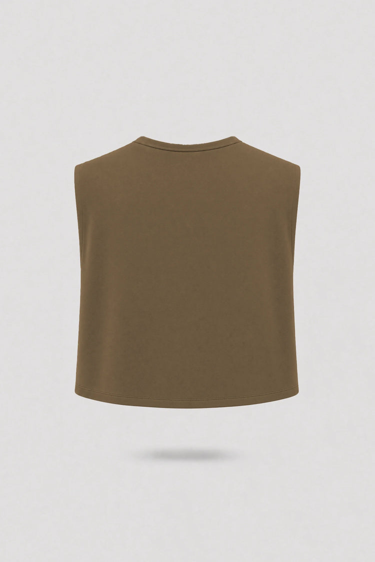 Cowl Neck Layering Top - Toffee Brown