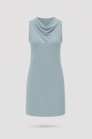 Cowl Neck Sleeveless Dress - Misty Blue